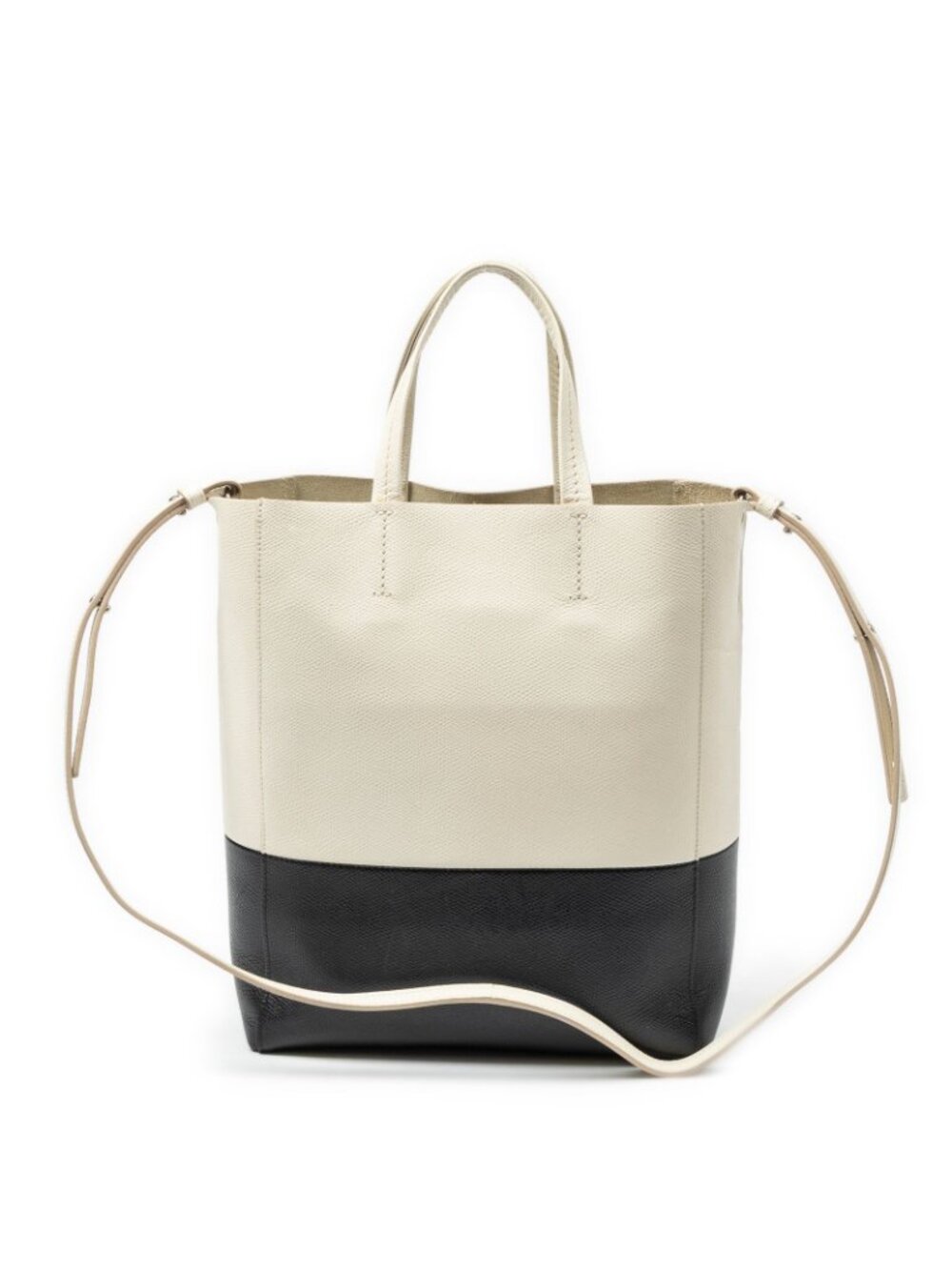 Celine Small Vertical Cabas Tote Bag Ivory Black Grain Calfskin Leather - Picture 5 of 10